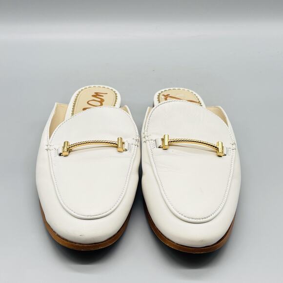 Sam Edelman Shoes Womens 6 White Leather Bit Loafer Mule Slip On Flats Casual - Picture 3 of 11